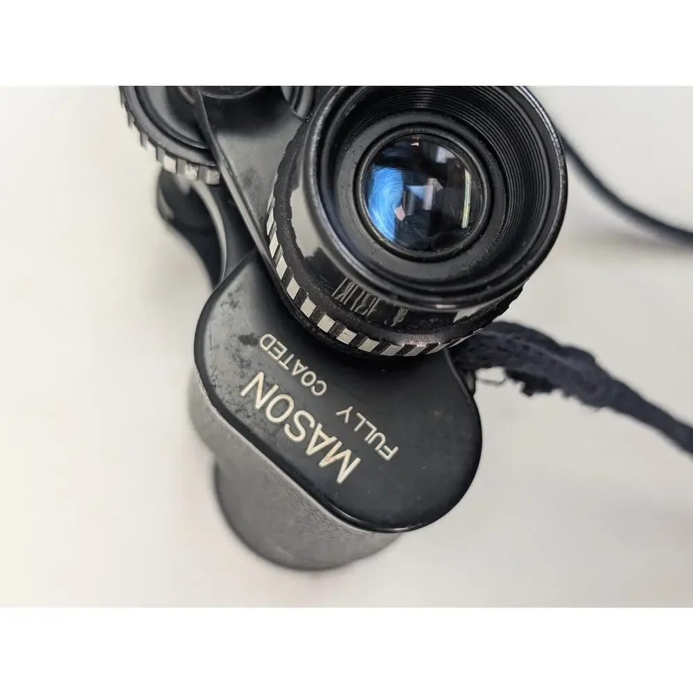 Vintage Mason 7x35 Binoculars Fully Coated Optics Black 393ft at 1000yds‎ Strap